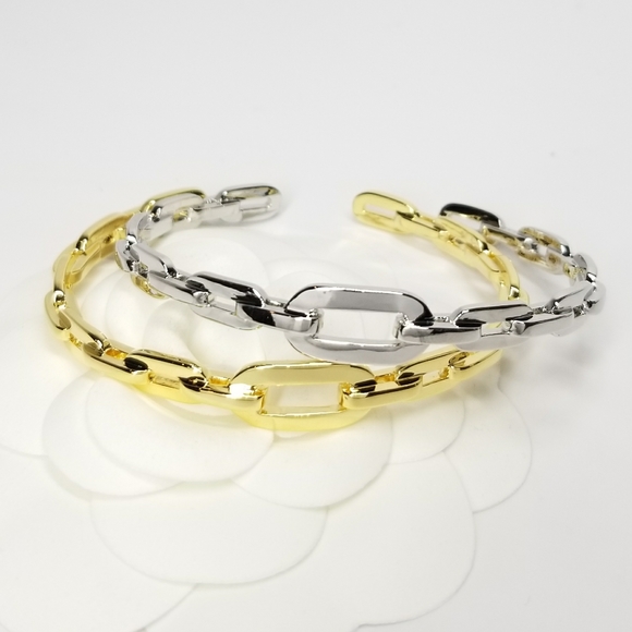 NEW Chain Links Open Cuff Bracelet Bangle - Picture 2 of 13
